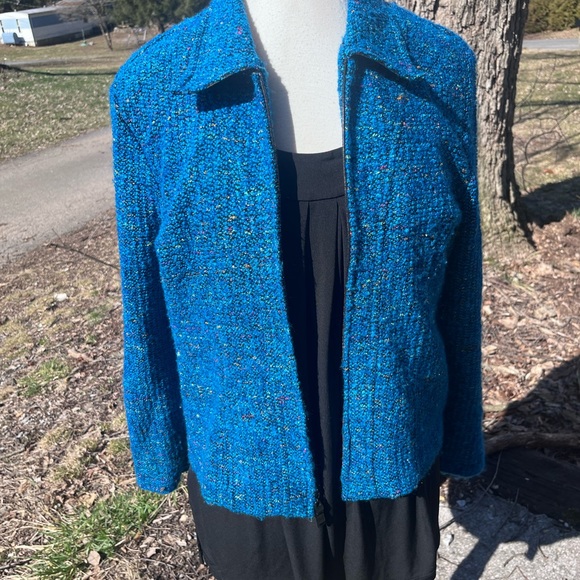 SAG HARBOR DRESS JACKET VINTAGE BLUE FULL ZIP  WITH COLLAR WOMENS - Picture 2 of 9